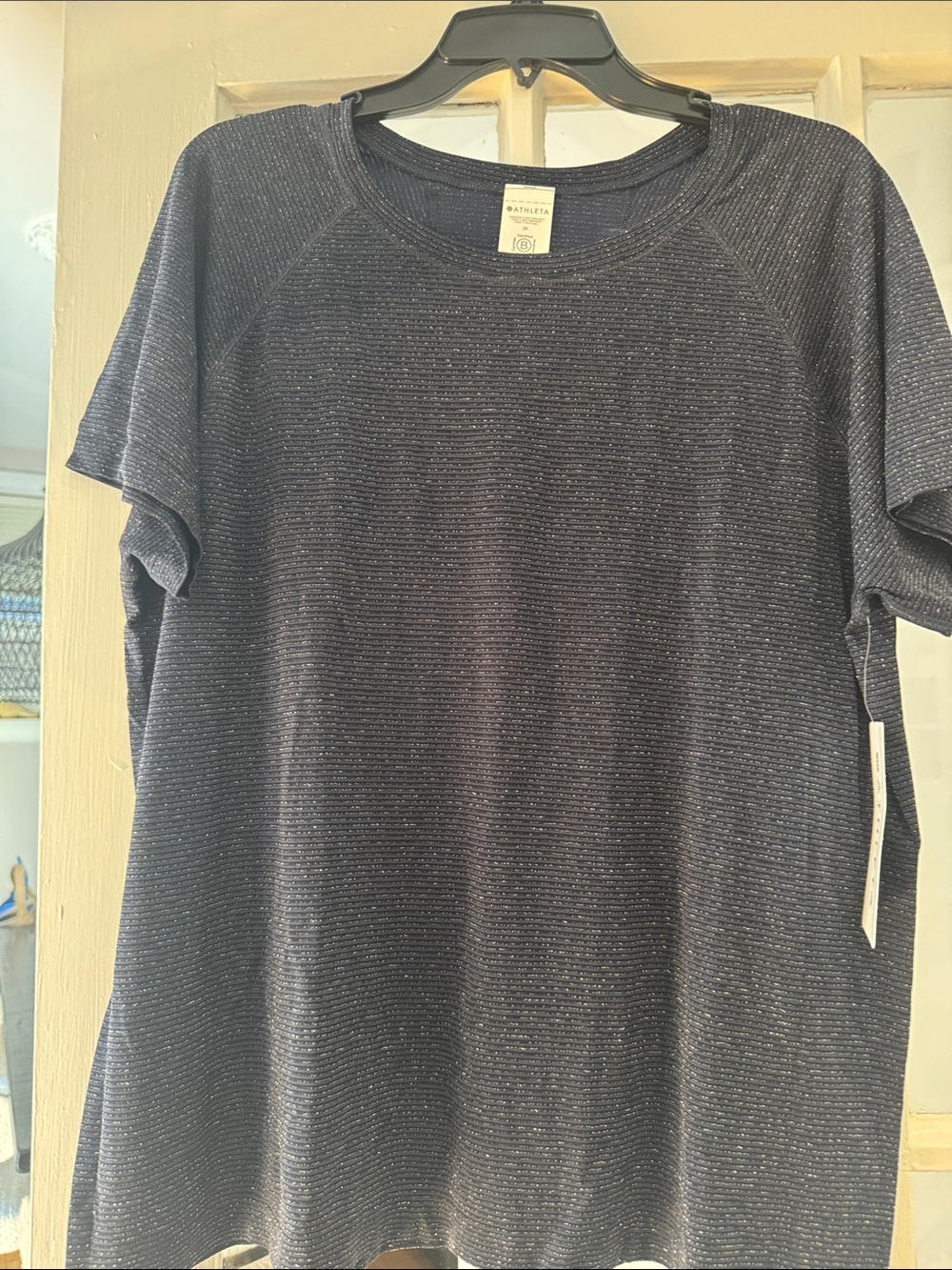 Athleta Navy and Gold Short-Sleeve Tee
